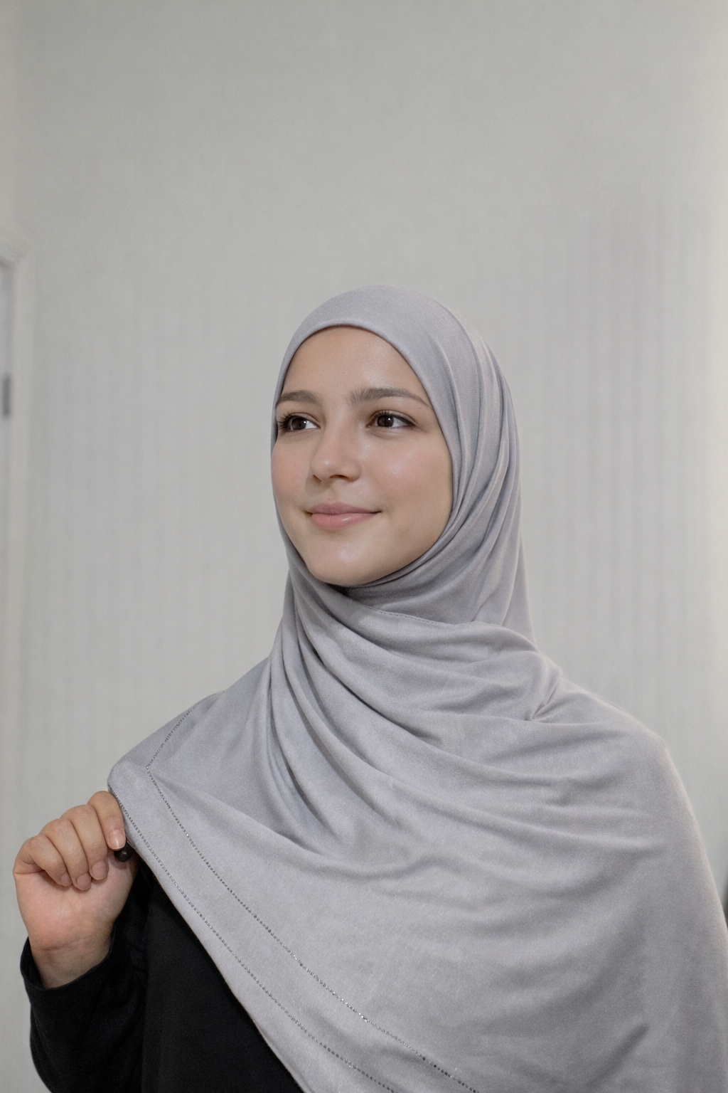 Silver Premium lycra hijab UK, stretchy soft fabric modest headscarf for Muslim women